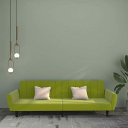 Sofa Divan convertible - Contemporain Canapé-lit à 2 places - Vert clair Velours Pour Salon