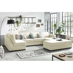 Canapé panoramique convertible Bobochic Canapé panoramique convertible mega avec pouf Angle droit