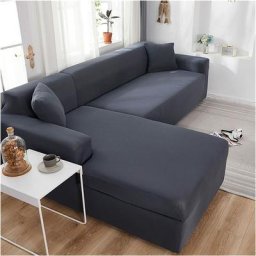 Housse de canapé d'angle en forme de l avec housse élastique pour canapé 1/2/3/4 places (Le canapé