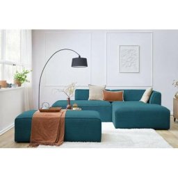 Canapé modulable Bobochic Canapé d'angle fixe modulable megeve tissu velours côtelé avec pouf Angle