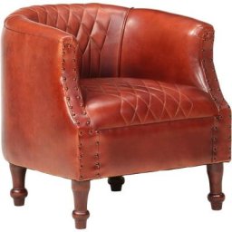 Fauteuil Relax Salon - Moderne Fauteuil tube Marron 62x58x65 cm Cuir véritable,62x58x65 cm