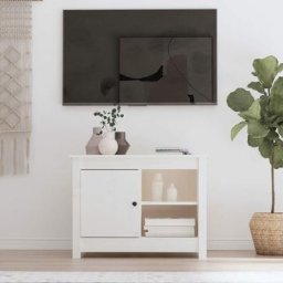 Meuble tv pour Salon - Armoire tv Blanc 70x36,5x52 cm Bois de pin massif BV159791 Bonnevie