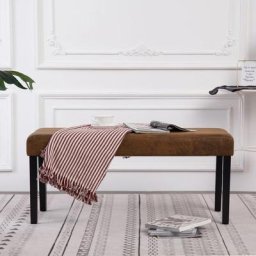 Banc 106 cm | Banc de jardin Banc de table de séjour Marron Similicuir daim 74146 - Brun