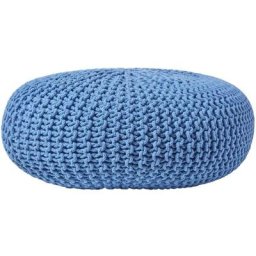 Grand Pouf rond tressé en tricot - Bleu - Bleu - Homescapes