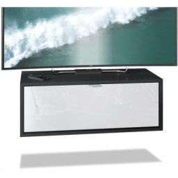 Meuble de tv Armoire suspendue Lowboard Lana noir mat - haute brillance - Façades en Blanc haute