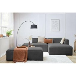 Canapé modulable Bobochic Canapé d'angle fixe modulable megeve tissu velours côtelé avec pouf Angle