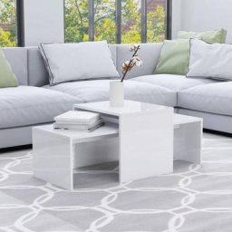Table salon Moderne - Ensemble de tables basses Blanc brillant 100x48x40 cm Aggloméré FR68042