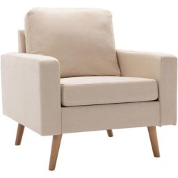 Fauteuil Crème Tissu vidaXL - Crème