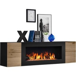Fireplace Cabinet Noir Mat & Wotan Mat - Noir Mat & Wotan Mat