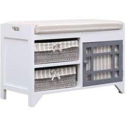 Vidaxl - Banc d'entrée Blanc 70 x 33,5 x 45 cm Bois de Paulownia Blanc