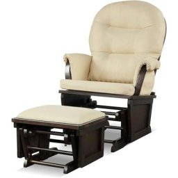 Fauteuil à Bascule avec Repose-Pied, Fauteuil de Relaxation avec Coussin Amovible et Cadre en Bois