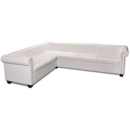 Vidaxl - Canapé d'angle Chesterfield 6 places Cuir artificiel Blanc White