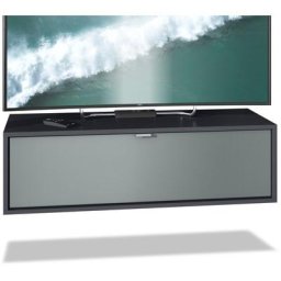 Meuble de tv Armoire suspendue Lowboard Lana noir mat - haute brillance - Façades en Graphite