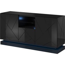 Commode qiu 2D1K noir brillant + led