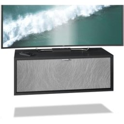 Meuble de tv Armoire suspendue Lowboard Lana noir mat - haute brillance - Façades en Scratchy Metal