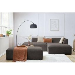 Canapé modulable Bobochic Canapé d'angle fixe modulable megeve tissu velours côtelé avec pouf Angle
