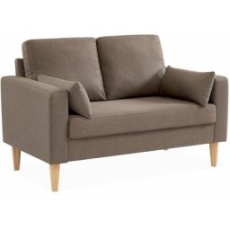 Alice's Garden - Canapé 2 places fixe droit pieds bois. style scandinave- Bjorn Polyester Marron