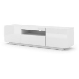 Bim1 - Meuble tv suspendu ou au sol 150x42/36x37 Cm stand aura Blanc brillant