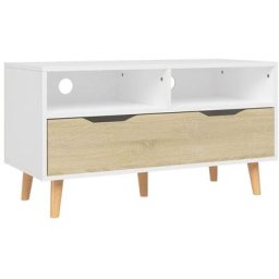 Meuble tv Blanc et chêne sonoma 90x40x48,5 cm Aggloméré Vidaxl Blanc et chêne sonoma