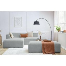 Canapé modulable Bobochic Canapé d'angle fixe modulable megeve tissu velours côtelé avec pouf Angle