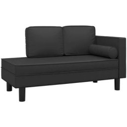 Vidaxl - Chaise longue avec coussins et traversin noir similicuir Noir