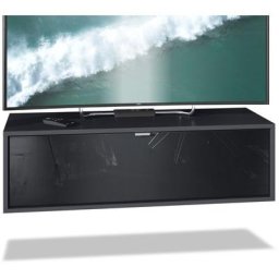 Meuble de tv Armoire suspendue Lowboard Lana noir mat - haute brillance - Façades en Noir haute