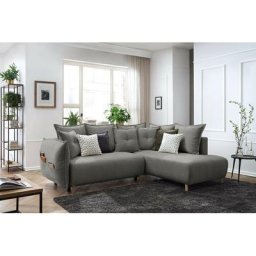 Canapés d'angle l convertibles Bobochic Canapé d'angle l convertible coffre nessa Angle droit Gris