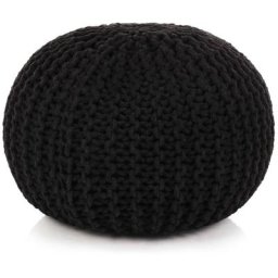 Pouf tricoté à la main Coton 50 x 35 cm Noir vidaXL - Black