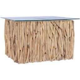 Table basse avec dessus en verre 66x66x40cm Bois de teck massif Vidaxl n/a