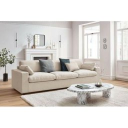 Canapé droit fixe BOBOCHIC - Canapé droit fixe 4 places BELAIR Beige - Beige