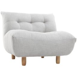 Fauteuil scandinave en tissu gris clair et bois clair yumi - Gris perle