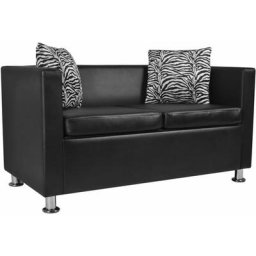 Canapé à 2 places Cuir synthétique Noir Vidaxl Noir