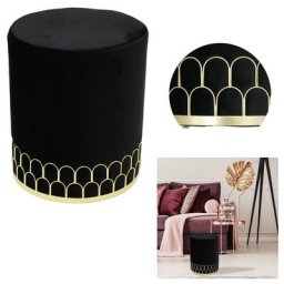 Pouf Velours Lisere Metal Noir