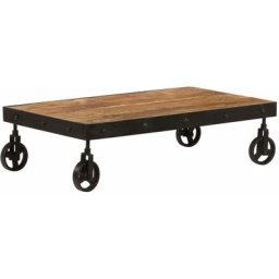 Table basse avec roulettes Bois de manguier massif 100x60x26 cm Vidaxl Brun