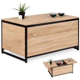 Table basse bar coulissante detroit avec coffre 90 cm design industriel - Multicolore
