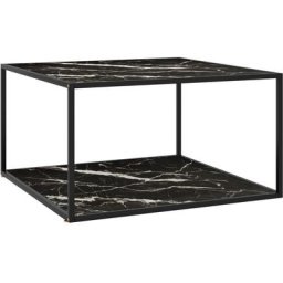 Table basse Noir avec verre marbre noir 90x90x50 cm Vidaxl marble black