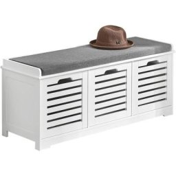 Sobuy - Banc de Rangement avec coussin rembourré et 3 cubes, Meuble d'Entrée Commode à Chaussure