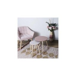 M&s - Lot de 2 tables gigognes rondes rose et blanc - eyota