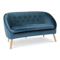 Canapé banquette en velours sonia bleu - Bleu