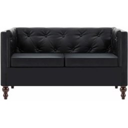 Vidaxl - Canapé chesterfield à 2 places Revêtement en similicuir Noir Black