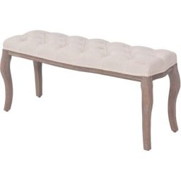 Banc Lin Bois massif 110 x 38 x 48 cm Blanc crème Vidaxl Blanc crème