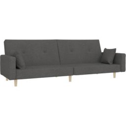 Vidaxl - Canapé-lit à 2 places avec deux oreillers Gris foncé Tissu Gris foncé