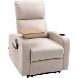 Fauteuil de massage électrique inclinable avec repose-pied télécommande revêtement synthétique