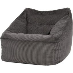 Pouf Fauteuil en Velours Côtelé Morgan, xxl Pouf Geant pour Salon, Pouf Poire Adultes, Gris
