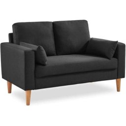 Alice's Garden - Canapé 2 places fixe droit pieds bois. style scandinave- Bjorn Polyester Gris