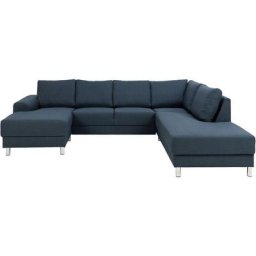 Calverton Canapé d'angle, chaise longue côté gauche, réversible, bleu foncé. - Bleu foncé