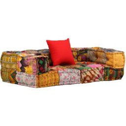 Maisonchic - Pouf modulaire à 2 places | Canapé Sofa 3 places Patchwork Tissu 41845 - Multicolore