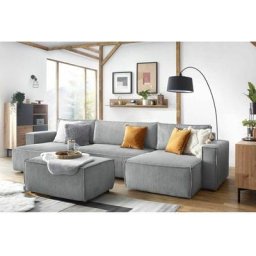 Pouf Bobochic Pouf nihad velours côtelé Gris clair - Gris clair