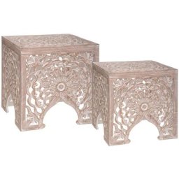 Table d appoint Terre beige x2 Atmosphera créateur d'intérieur - Beige