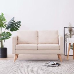 Kalisse - Moderne-Stil Canapé à 2 places Tissu Crème Pour salon/jardin,Montage facile,21,8 Kg